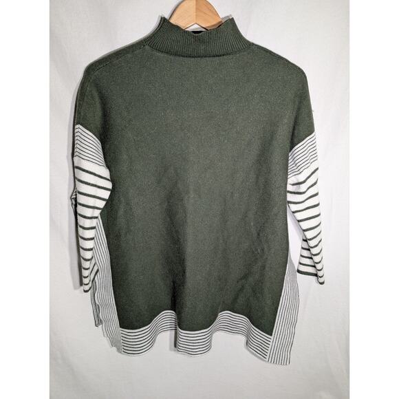 Chicwish Cape Poncho Sweater OS Boxy Dolman Sleeves Slit Sides Green Stripes - Picture 3 of 5